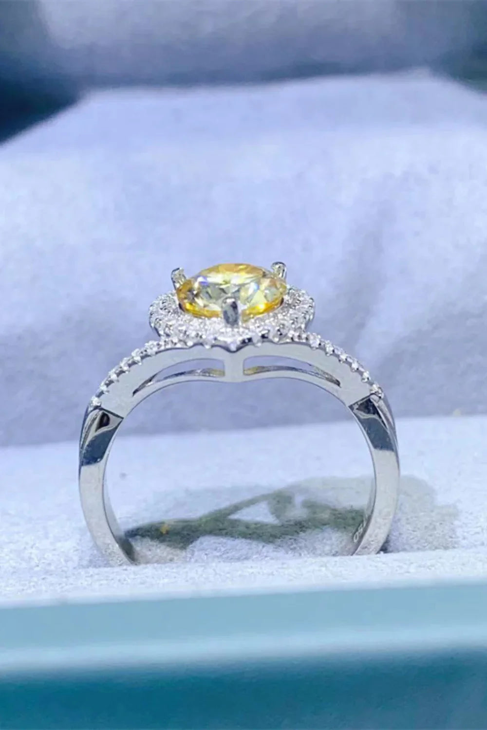 Moissanite Heart Ring Isabella - 1Ct Sterling Silver Halo Women's Ring Velanci
