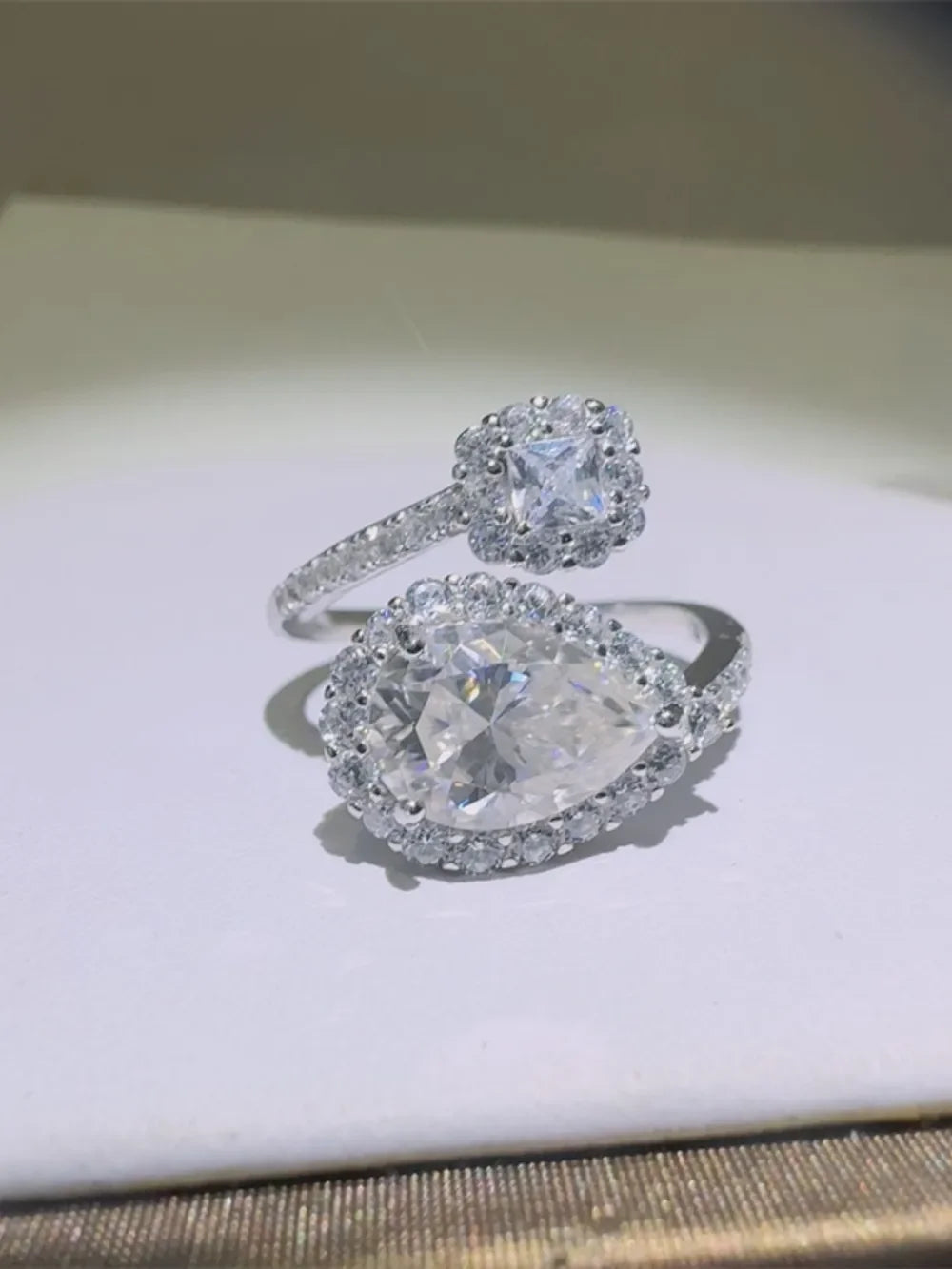 2 Carat Moissanite Silver Bypass Ring Giulia - Shine Women's Ring Velanci