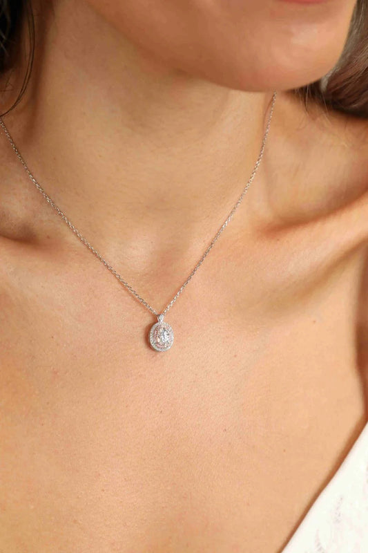 Moissanite Pendant Necklace - Sterling Silver 1ct Sparkle Velanci
