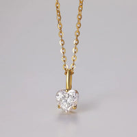 Heart-Shaped Moissanite Pendant Necklace - 18K Gold-Plated Velanci
