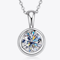 Moissanite Necklace - 2 Carat Bezel Sterling Silver Chain Velanci