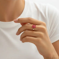 Flower Ring Elena - 18K Gold Plated Zircon Bloom Ring Velanci