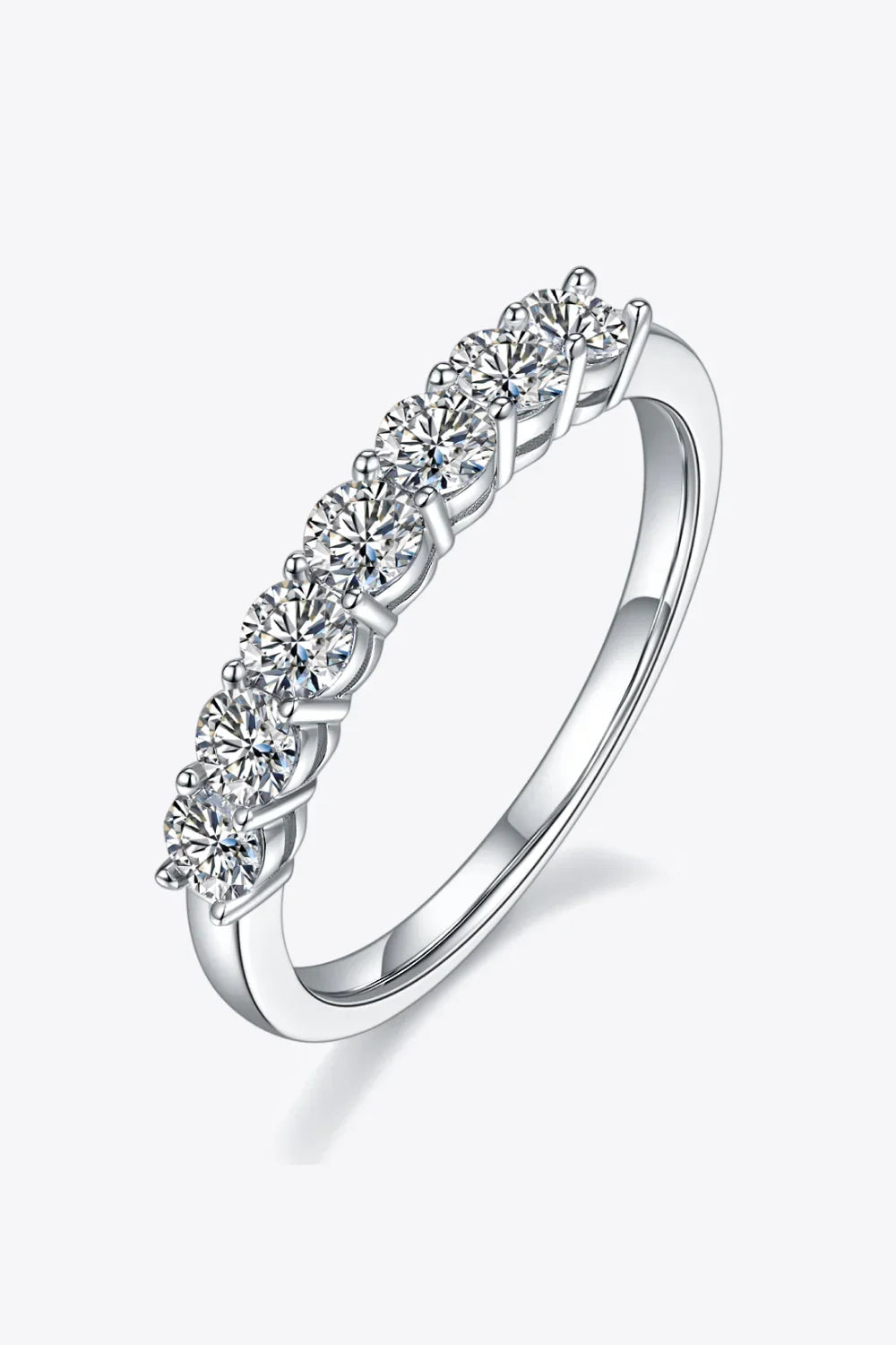 Moissanite Platinum-Plated Ring Giulia - Seven-Stone Shine Women's Ring Velanci