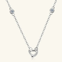 Moissanite Heart Necklace - Rose Gold Plated Silver Velanci