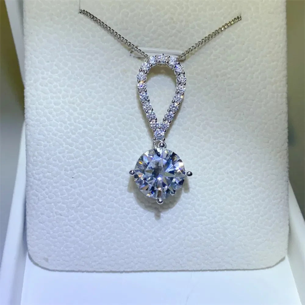 5 Carat Moissanite Teardrop Necklace In Sterling Silver Velanci