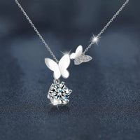 Moissanite Butterfly Pendant Necklace - 1 Carat Sparkle Velanci