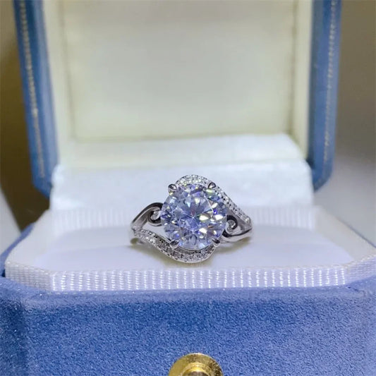3 Carat Moissanite Sterling Ring Lucia - Coastal Sparkle Women's Ring Velanci