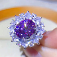 3 Carat Moissanite Platinum-Plated Ring Giulia - Halo Shine Women's Ring Velanci