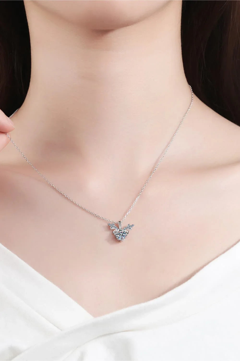 Moissanite Necklace - 1 Carat Center Stone With Pave Accents Velanci