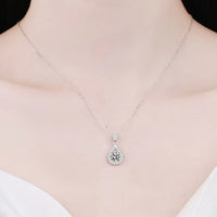 Teardrop Moissanite Halo Necklace - 2 Carat Sterling Silver Velanci