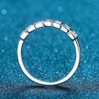 Moissanite Rhodium-Plated Half-Eternity Ring Mia - Gleam Women's Ring Velanci
