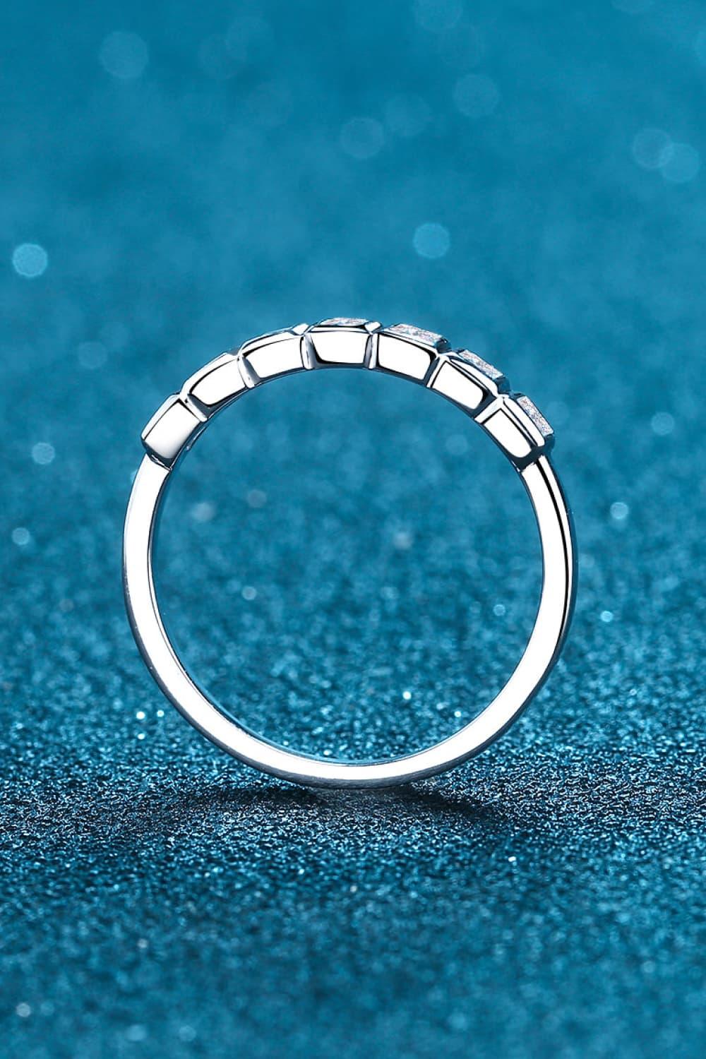 Moissanite Rhodium-Plated Half-Eternity Ring Mia - Gleam Women's Ring Velanci