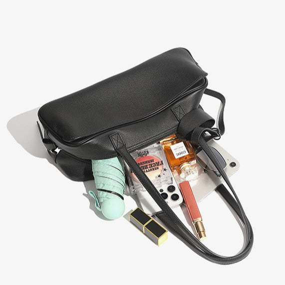 Exquisite Genuine Pebbled Leather Shoulder Handbag