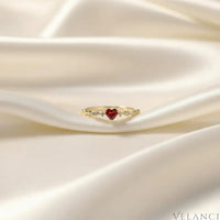 Sterling Silver Zircon Heart Ring Alessia - Dainty Band Velanci