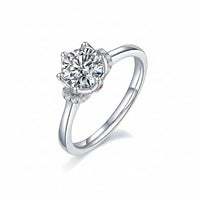 Ring Bianca - 1 Carat Moissanite Crown Sterling Silver Shine Women's Ring Velanci