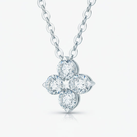Moissanite Four Leaf Clover Necklace - Slim Sterling Silver Velanci