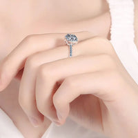 Moissanite Ring Giulia - 2 Carat Square Halo Minimalist Women's Ring Velanci