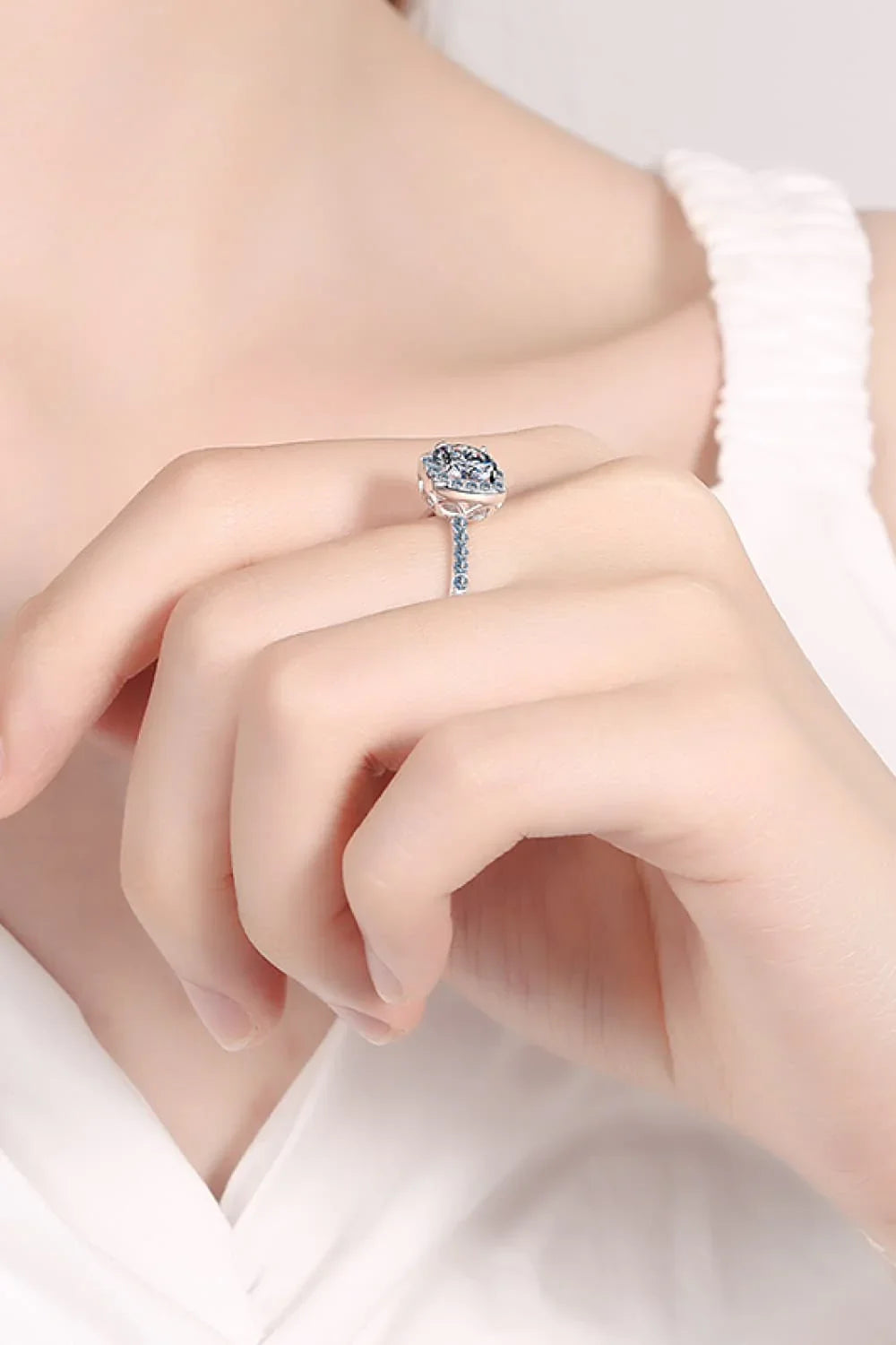 Moissanite Ring Giulia - 2 Carat Square Halo Minimalist Women's Ring Velanci