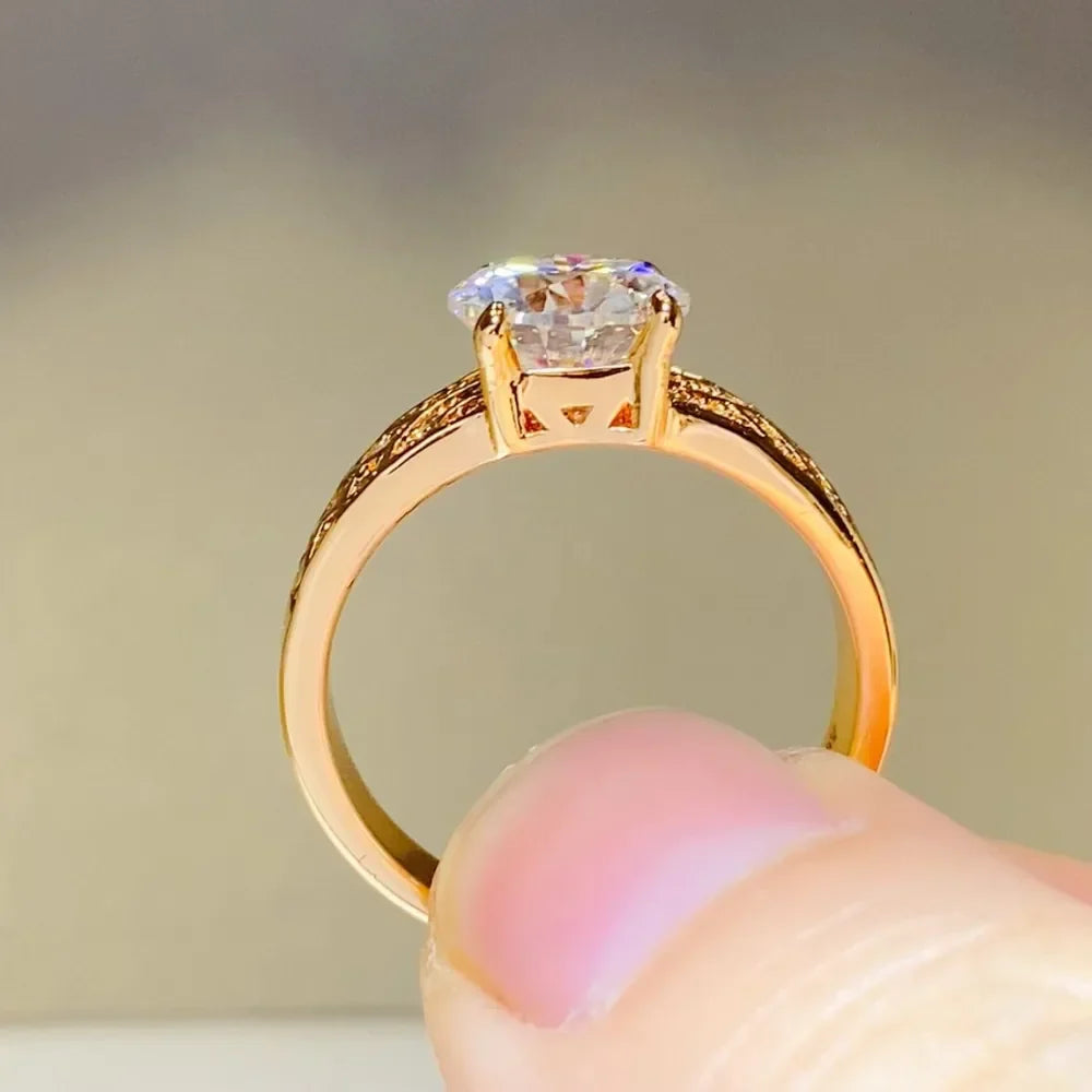 Moissanite Ring Giulia - 1.5ct Gold-Plated Sterling Silver Women's Ring Velanci