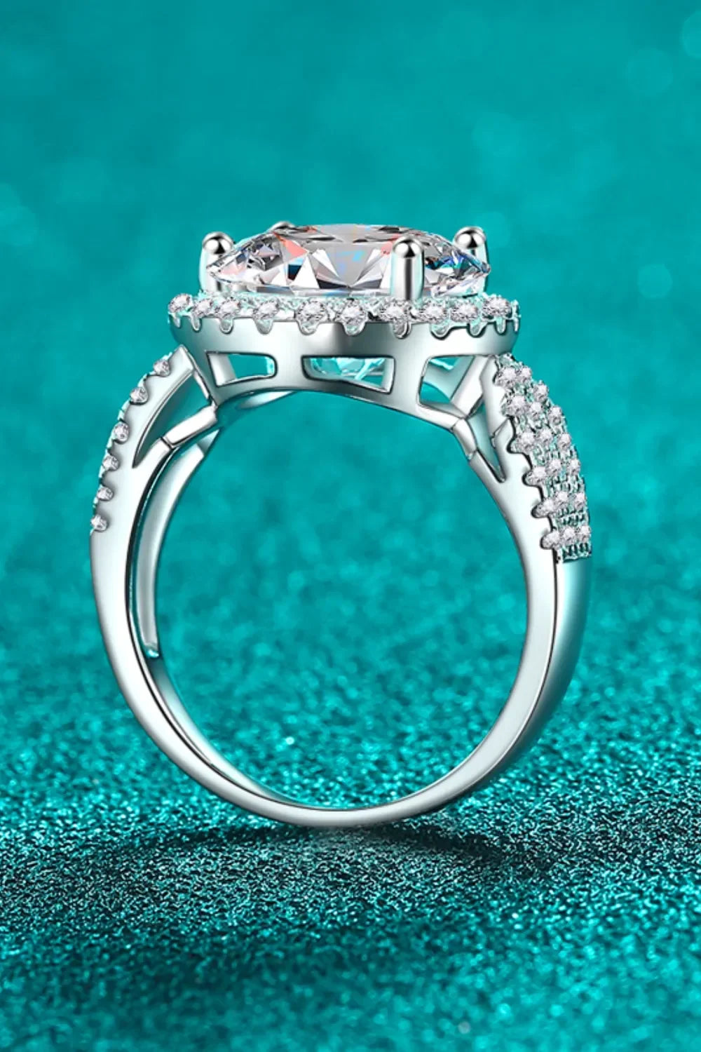 Ring Alessia - 5 Carat Moissanite Sterling Silver Halo Women's Ring Velanci
