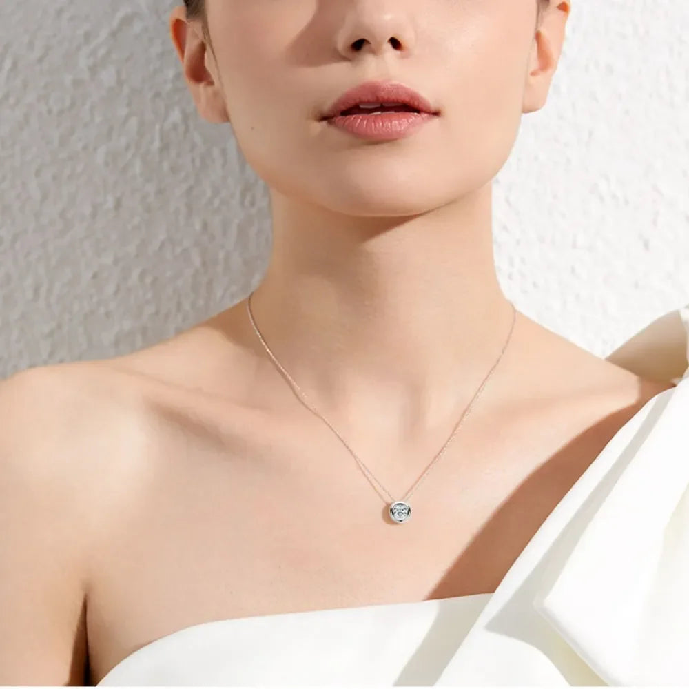 1ct Moissanite Necklace - Rose Gold Plated Silver Sparkle Velanci