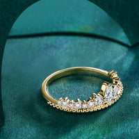 Crown Moissanite Ring Giovanna - Gold Plated 0.3ct Center Women's Ring Velanci