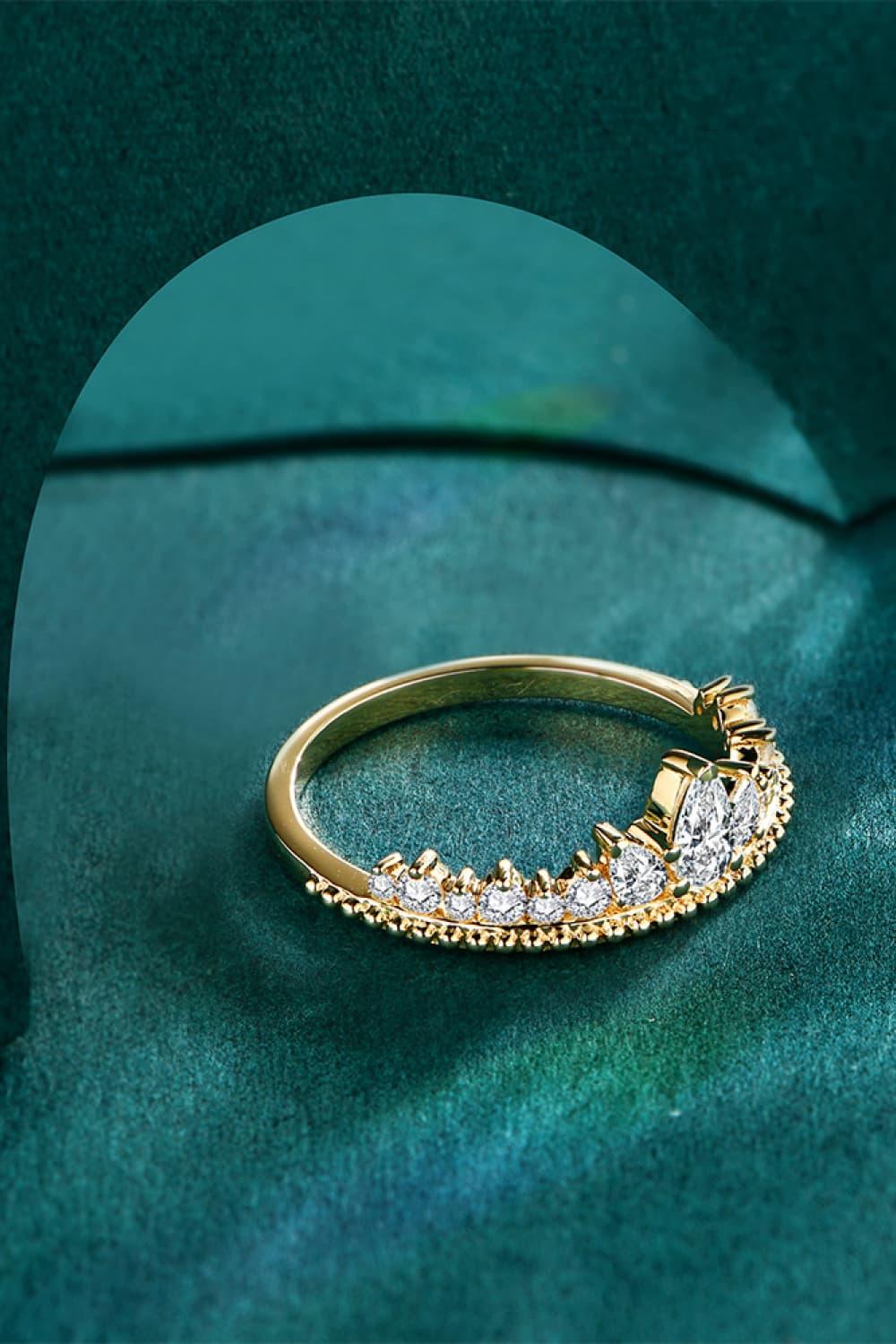 Crown Moissanite Ring Giovanna - Gold Plated 0.3ct Center Women's Ring Velanci