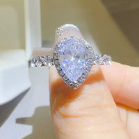 2 Carat Moissanite Sterling Silver Ring Giulia - Halo Spark Women's Ring Velanci