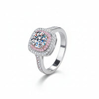 1-Carat Moissanite Ring Livia - Sterling Silver Halo Women's Ring Velanci
