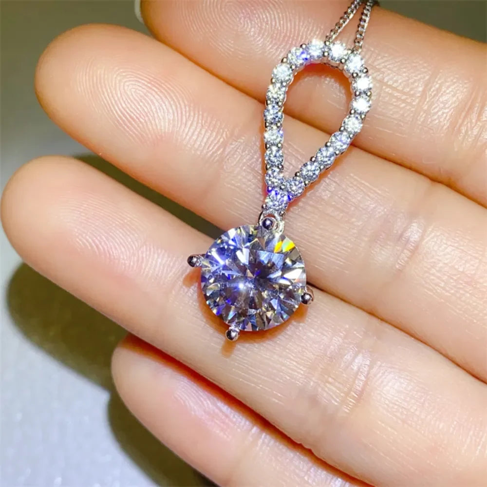 5 Carat Moissanite Teardrop Necklace In Sterling Silver Velanci