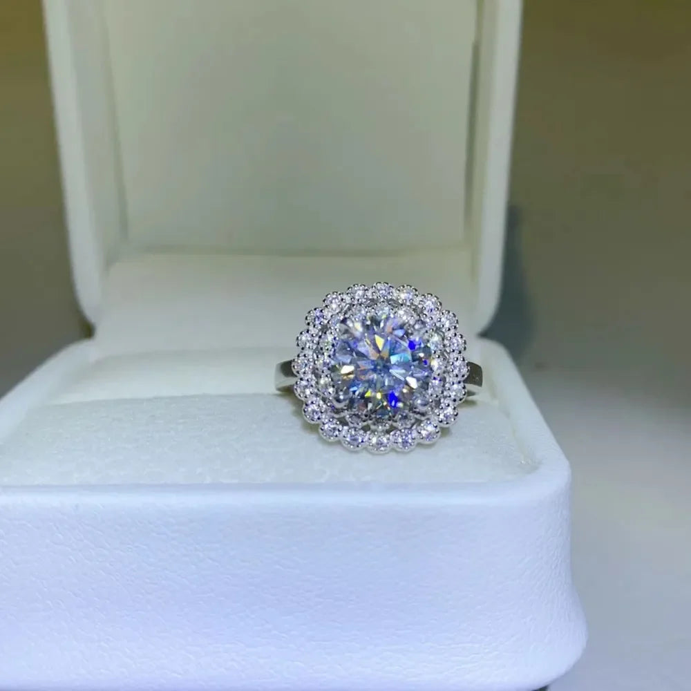 Sterling Silver Ring Isabella - 2 Carat Moissanite Sparkle Women's Ring Velanci