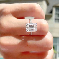 Moissanite Ring Isabella - Emerald-Cut Ocean Shine Women's Ring Velanci