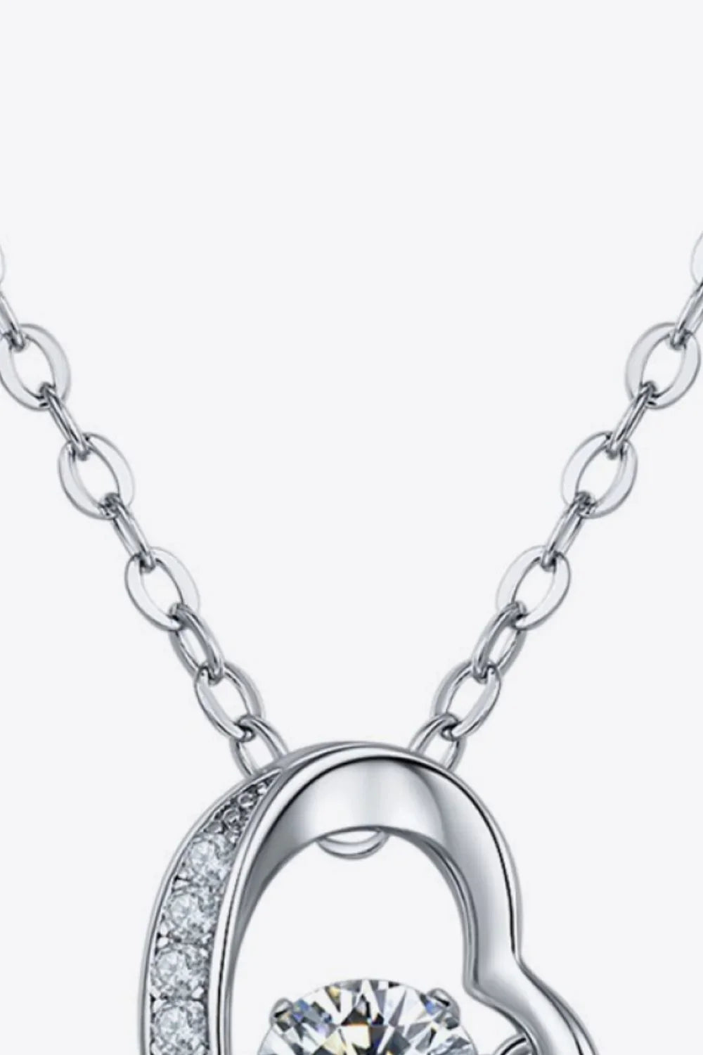 Sterling Silver Heart Crescent Necklace - Minimalist Velanci