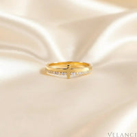 Sterling Silver Cross Ring Alessia - 18K Gold-Plated Velanci