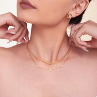 Two-Piece Zircon Necklace - Gold-Plated Adjustable Chains Velanci