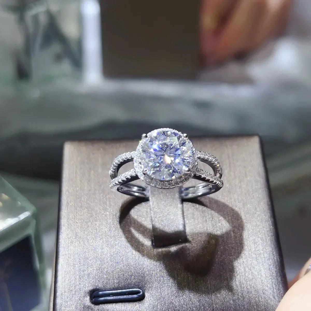 Ring Alessia - Platinum Plated 2 Carat Moissanite Center Women's Ring Velanci