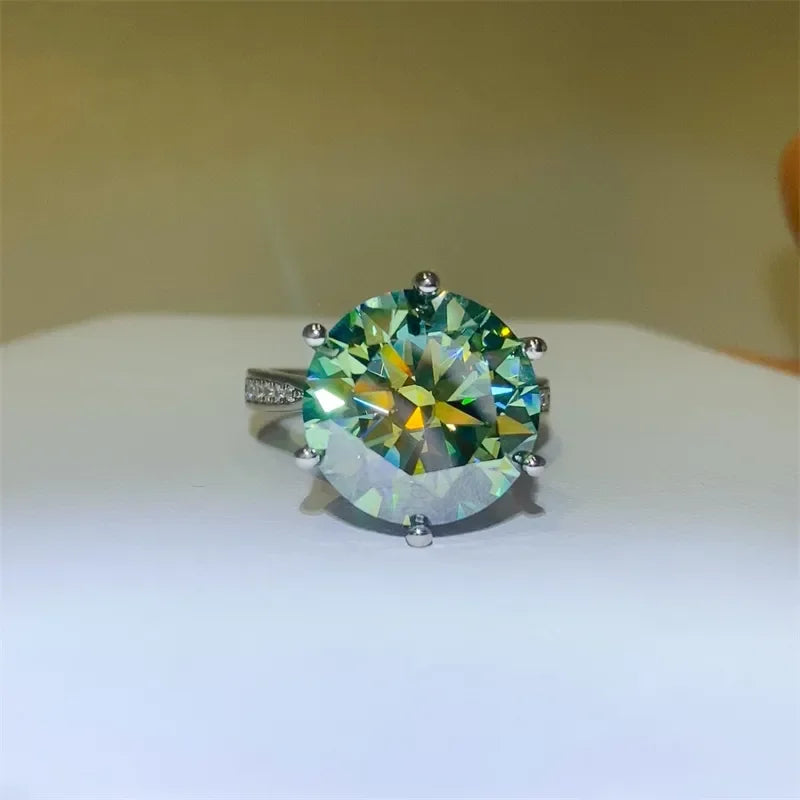 Ring Elena - 10ct Moissanite Platinum-Plated Sterling Silver Women's Ring Velanci