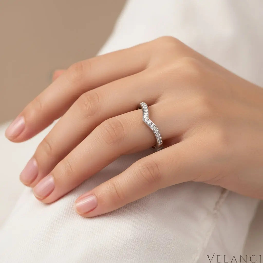 Moissanite Ring Francesca - Rhodium-Plated Finish Velanci