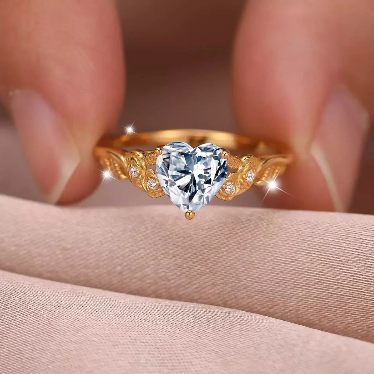 Ring Elena - 1.5ct Moissanite Heart Sterling Silver Women's Ring Velanci