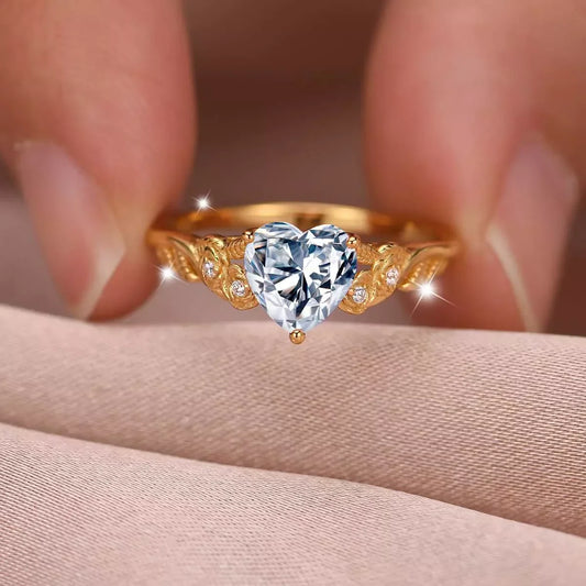 Ring Elena - 1.5ct Moissanite Heart Sterling Silver Women's Ring Velanci