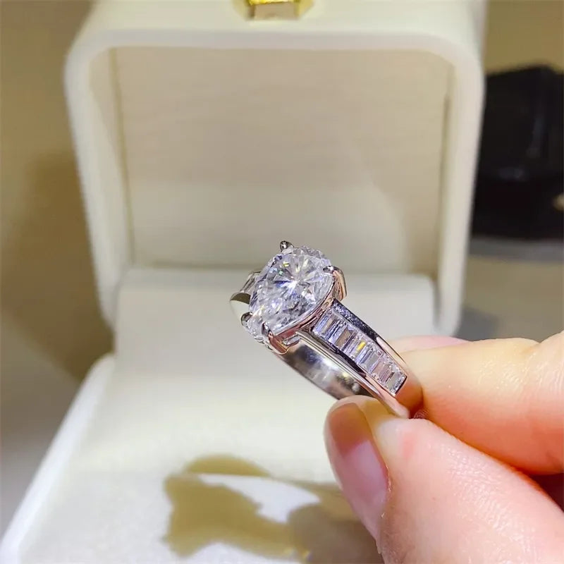 Sterling Silver 3 Carat Moissanite Ring Bianca - Brilliance Women's Ring Velanci