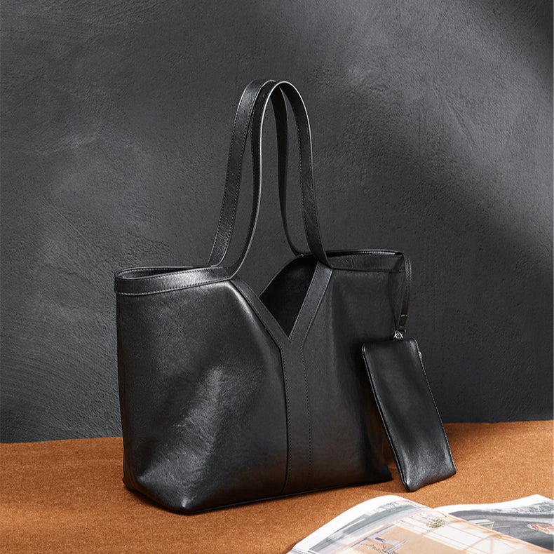 Korean Style Autumn Luxe Leather Tote Bag