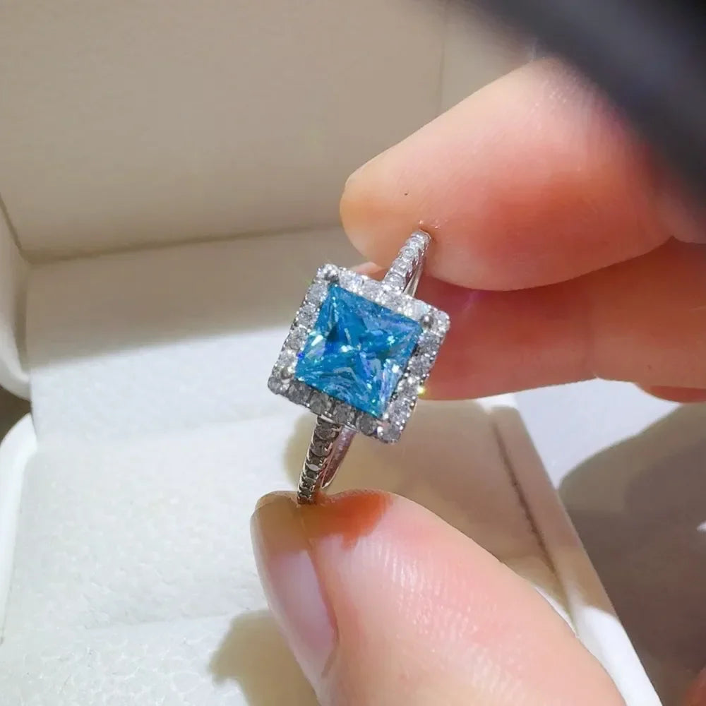 2 Carat Moissanite Sterling Silver Ring Francesca - Halo Women's Ring Velanci