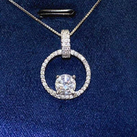 Moissanite Circle Pendant Necklace - 1 Carat Halo Design Velanci