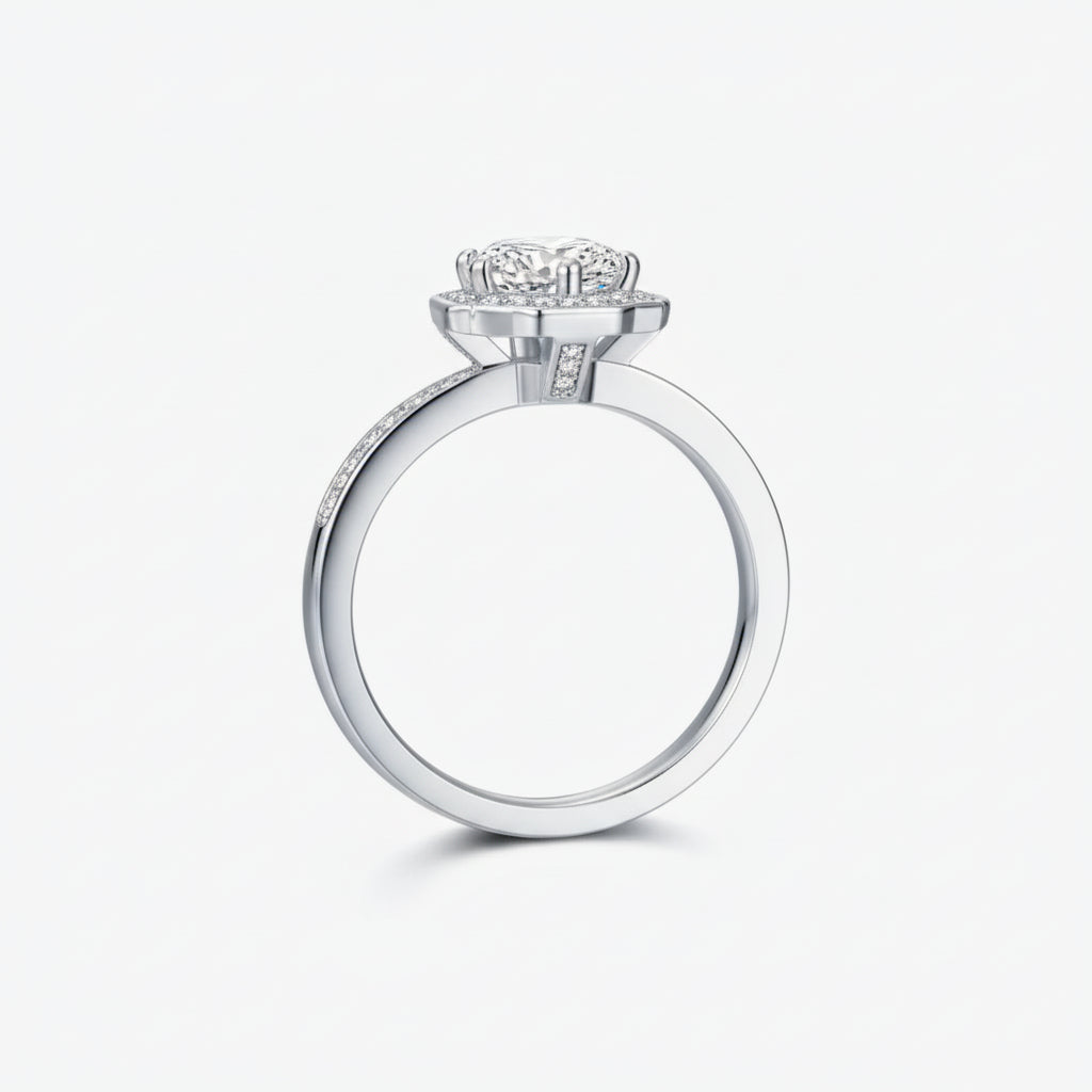 Ring Isabella Halo Sparkle - 1 Carat Moissanite Silver Women's Ring Velanci