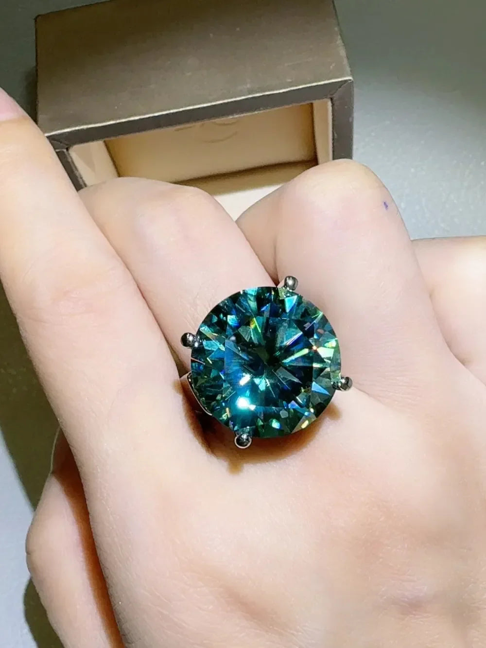 Ring Bianca - 20ct Moissanite Sterling Silver Ring Women's Ring Velanci