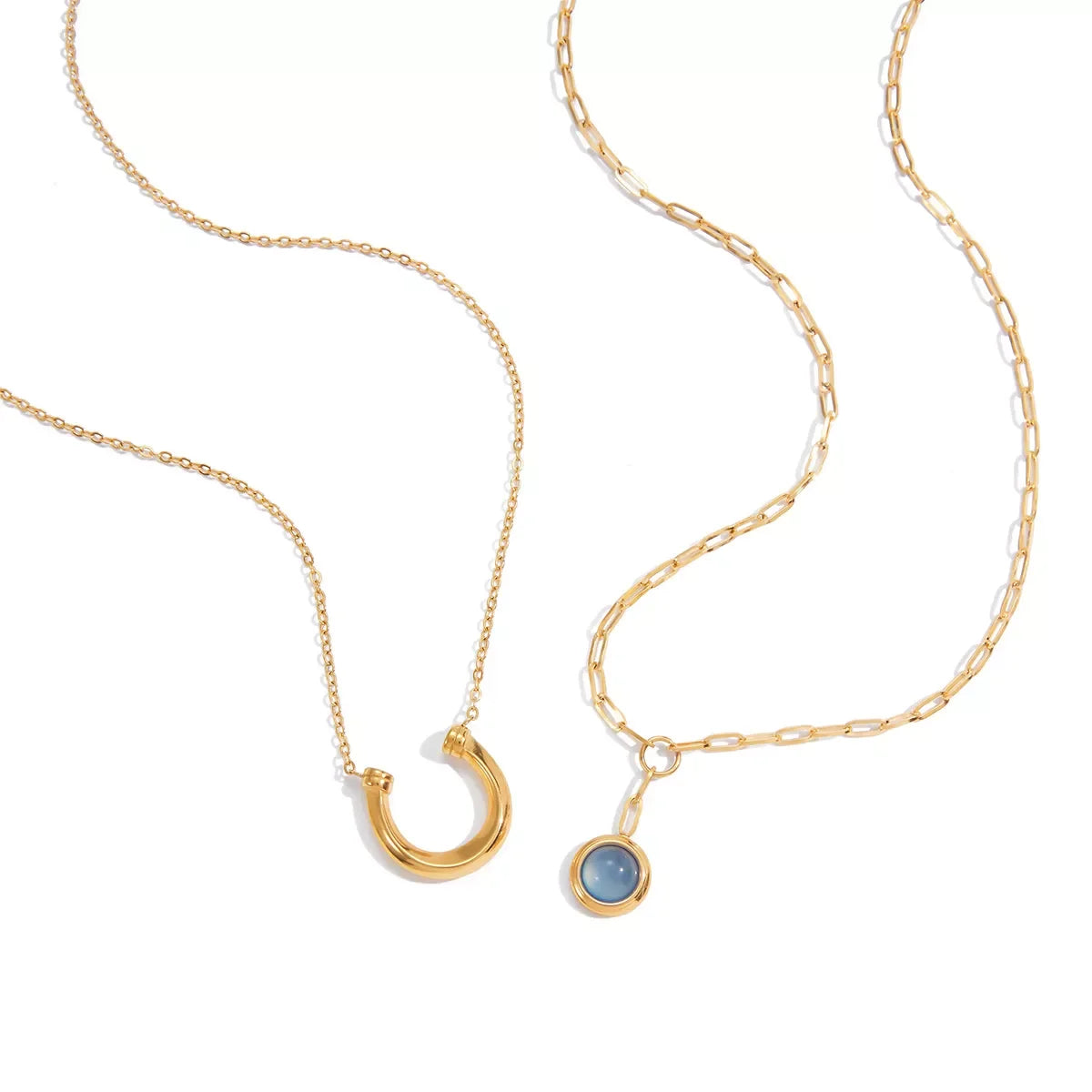Two-Piece Pendant Necklace In 18K Gold-Plated Finish Velanci