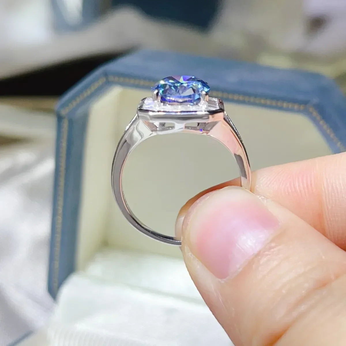 3 Carat Moissanite Square Ring Elena - Coastal Shine Women's Ring Velanci