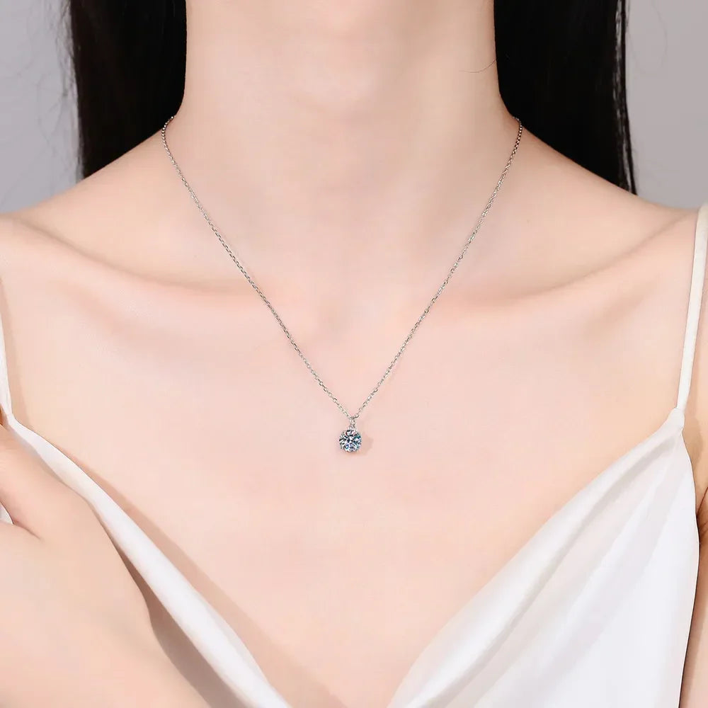 1 Carat Moissanite Sterling Silver Necklace - Minimalist Velanci