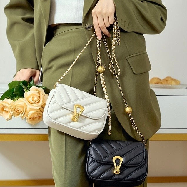 2025 Summer Luxe Genuine Leather Mini Chain Shoulder Bag
